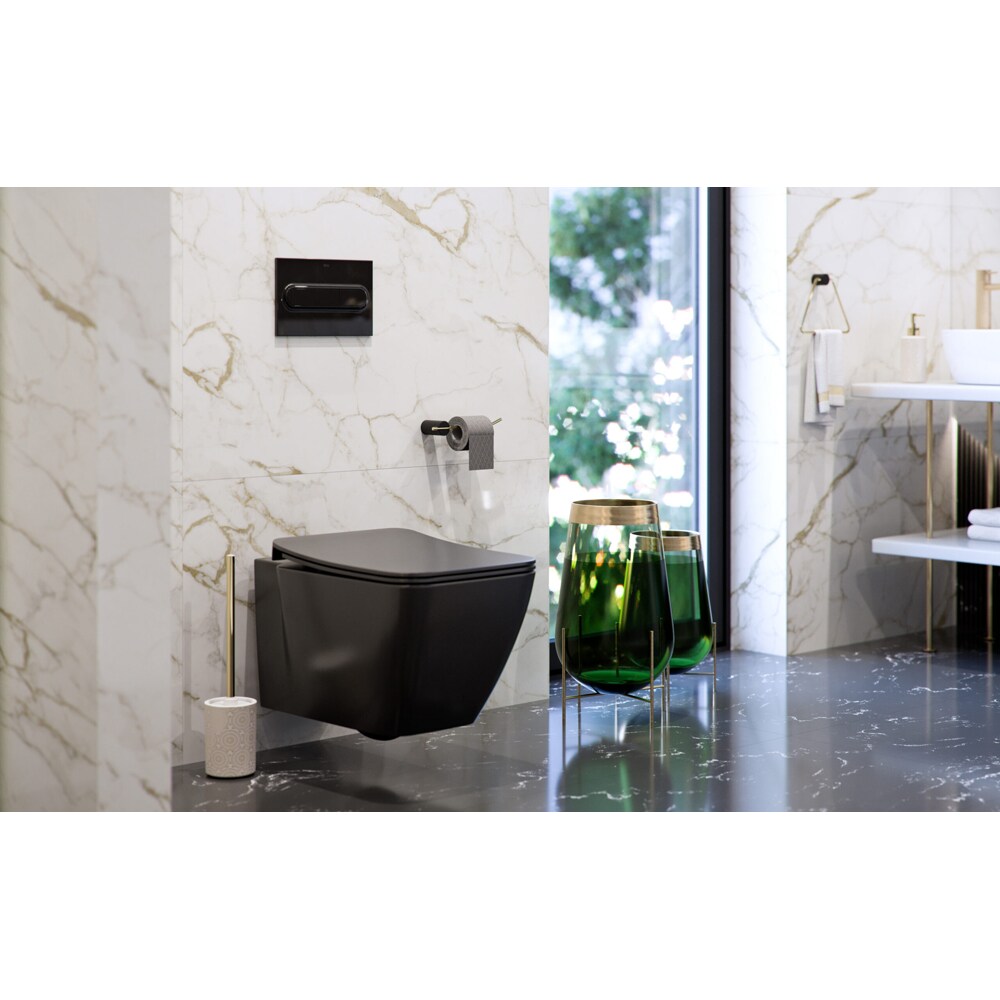 Suport hartie igienica BISK Sintra 08305, negru-auriu