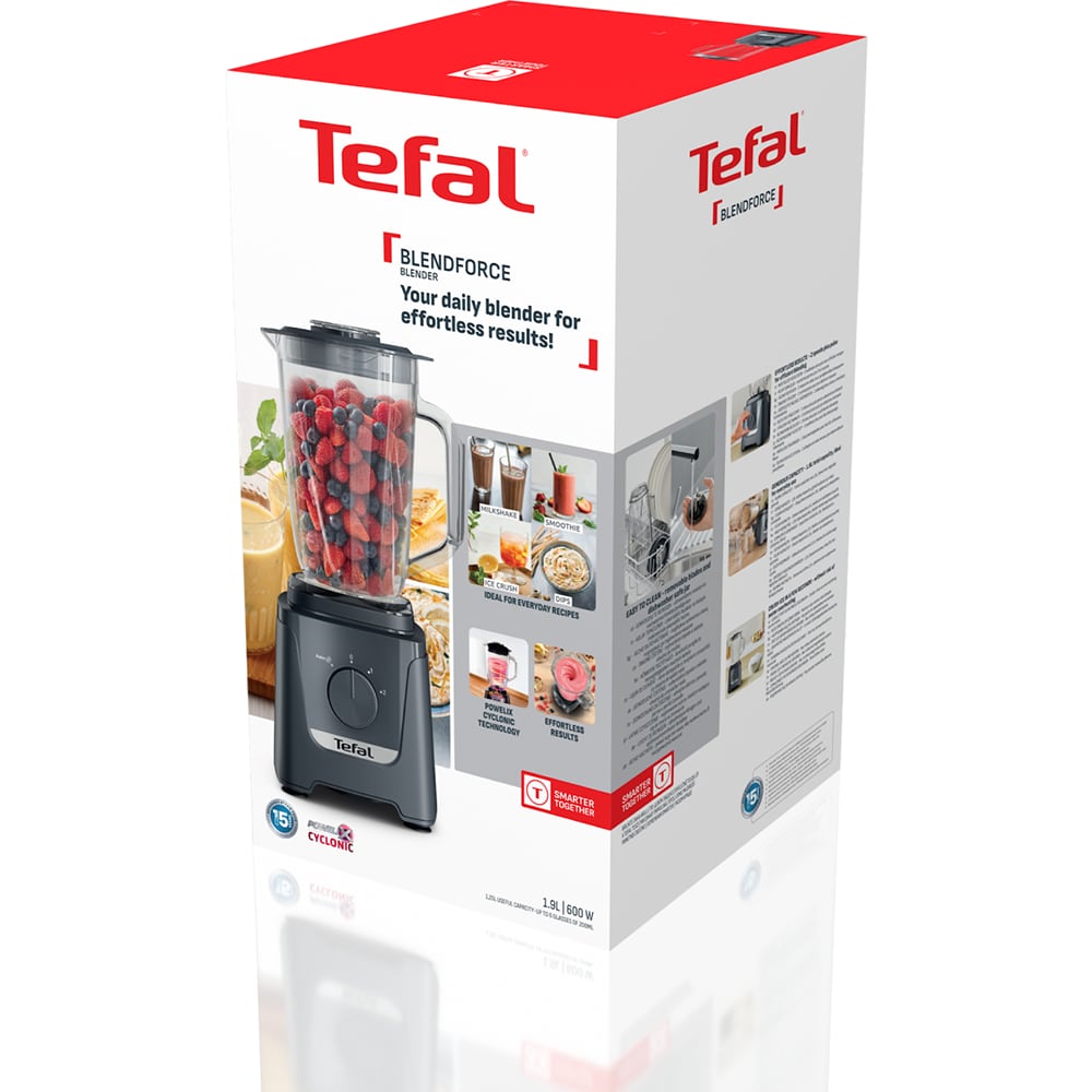 Blender TEFAL BlendForce BL585BF0, 1.25l, 600W, 2 trepte viteza, gri inchis