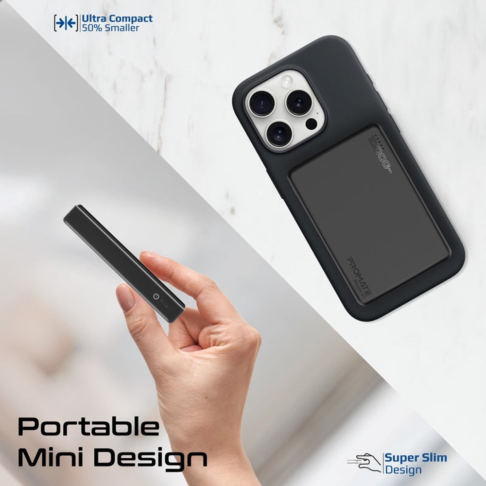 Baterie externa PROMATE Blade-10, 10000 mAh, 1x USB-C, negru