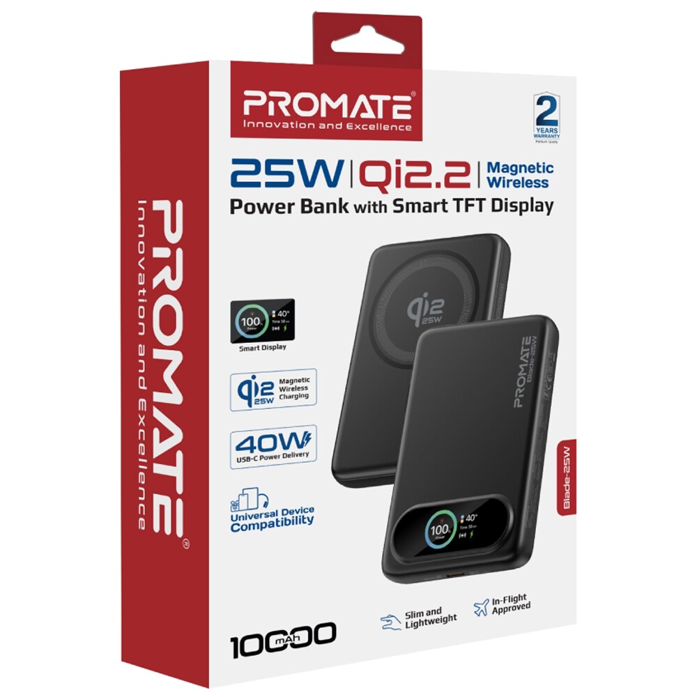 Baterie externa PROMATE Blade-25W, 10000mAh, 1x USB-C, negru