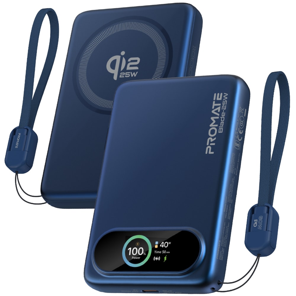 Baterie externa PROMATE Blade-25W, 10000mAh, 1x USB-C, albastru