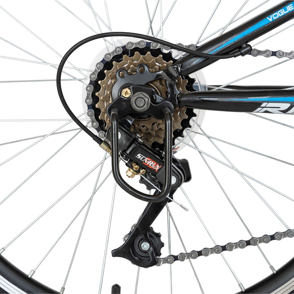 Bicicleta copii MTB RICH R2449A, roata 24", 18 viteze, frana V-Brake, negru-albastru