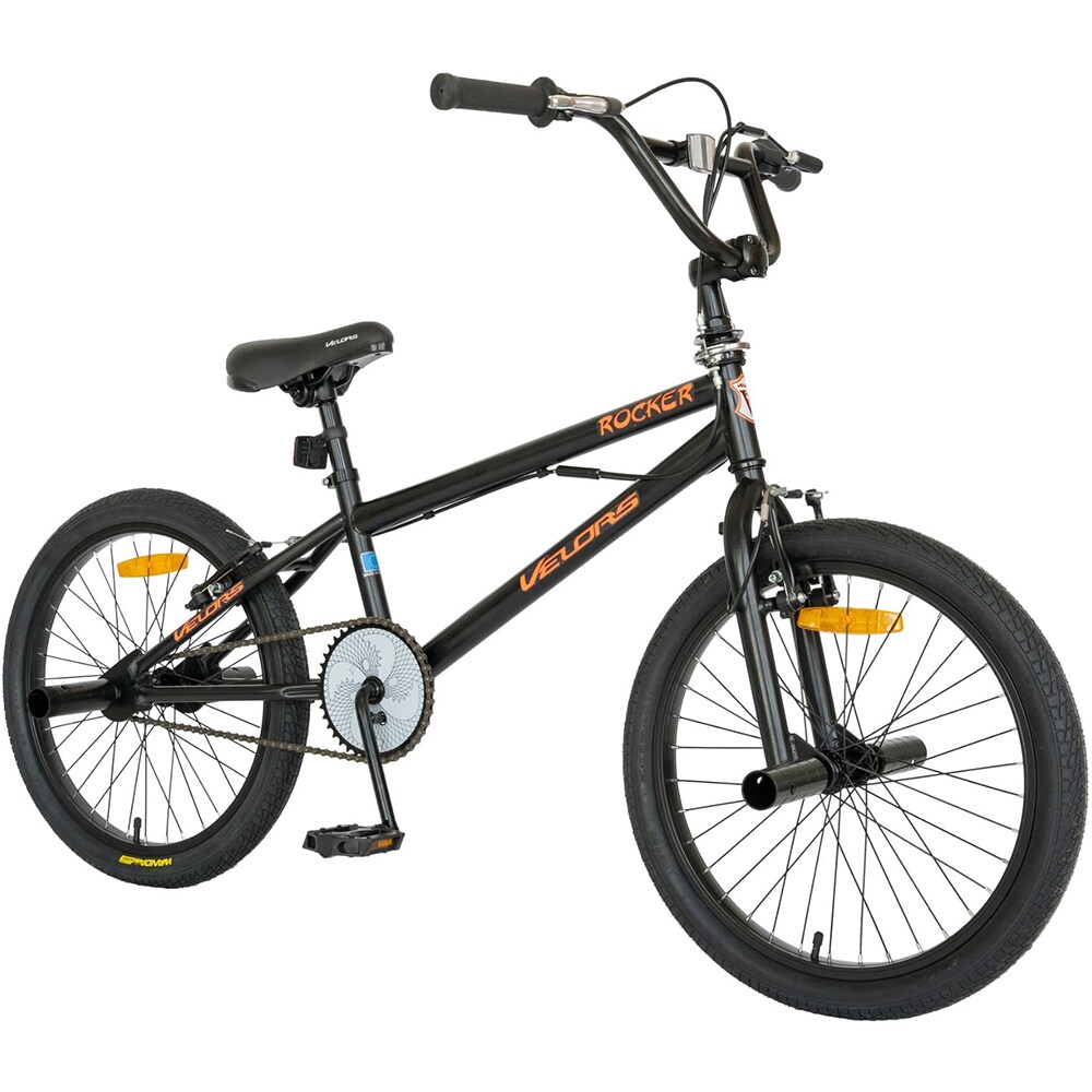 Bicicleta copii BMX VELORS Rocker V2016A, roata 20", frana V-brake, negru-portocaliu