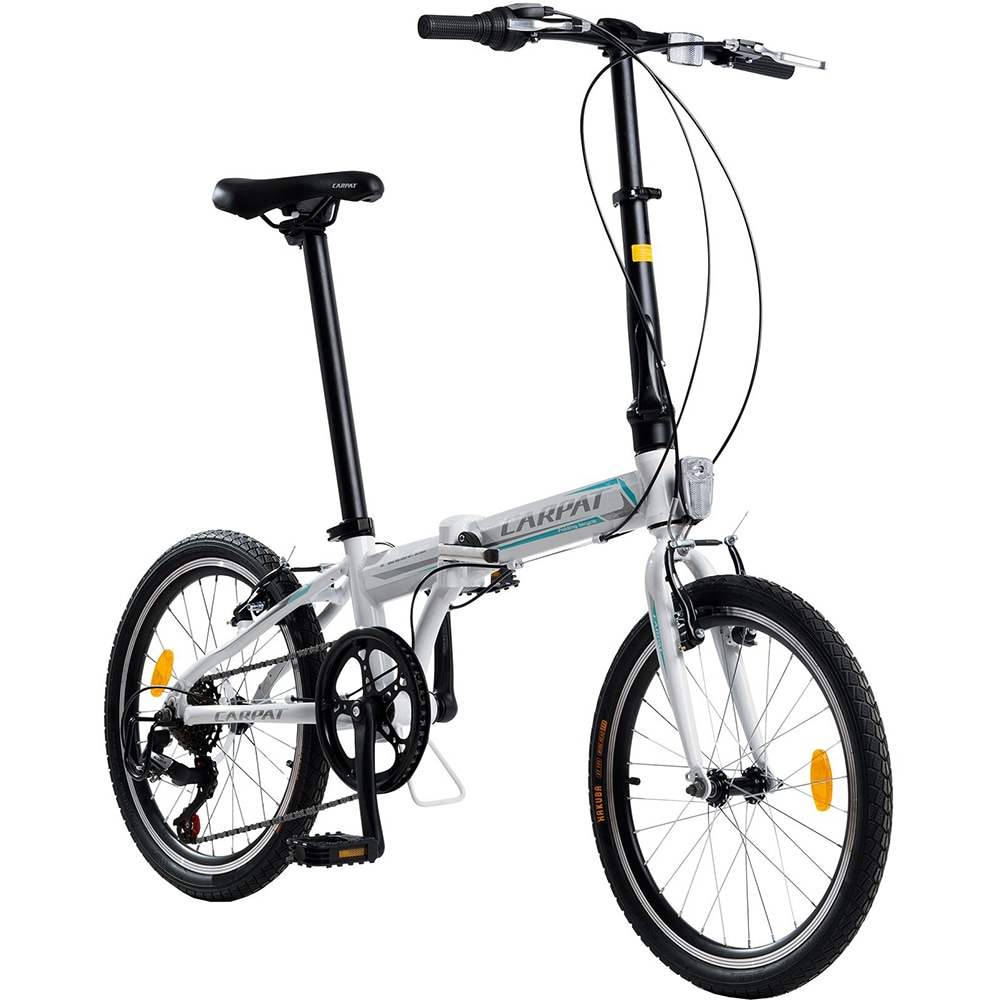 Bicicleta pliabila CARPAT C2068B, roata 20", 7 viteze, schimbator Sunrun, frana V mecanica, alb