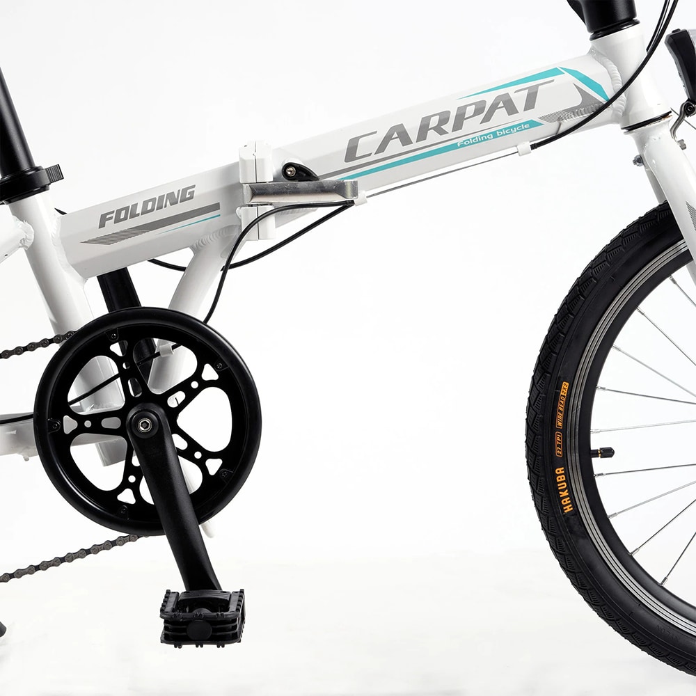 Bicicleta pliabila CARPAT C2068B, roata 20", 7 viteze, schimbator Sunrun, frana V mecanica, alb