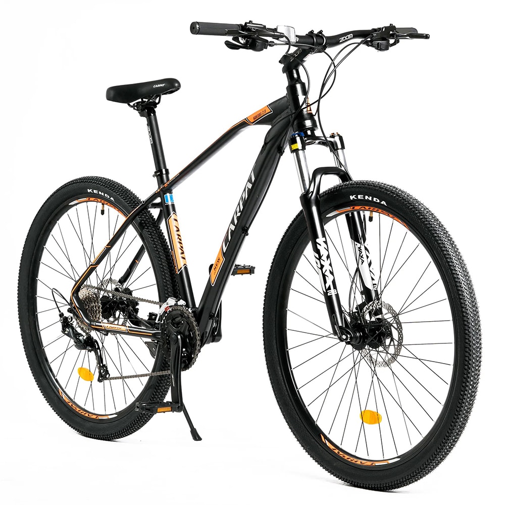Bicicleta MTB CARPAT C2989H, roata 29", 9 viteze, schimbator Shimano, frana disc hidraulica, negru-portocaliu