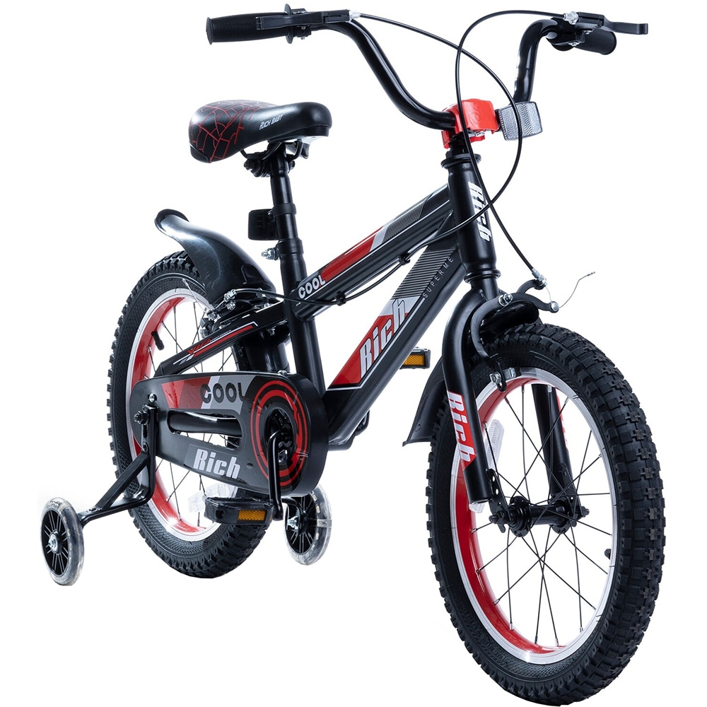 Bicicleta copii RICH Baby R16WTB, roata 16", frana C-Brake, negru-rosu