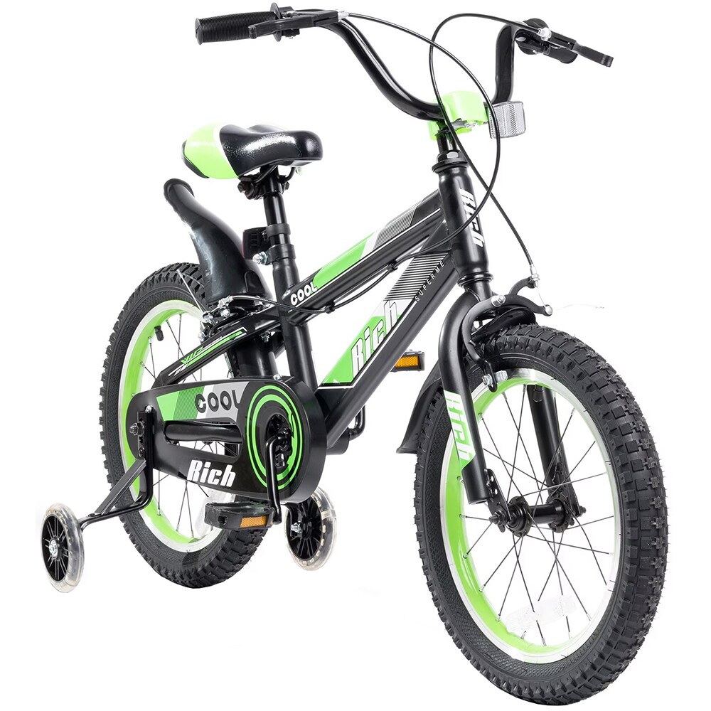 Bicicleta copii RICH Baby R16WTB, roata 16", frana C-Brake, negru-verde