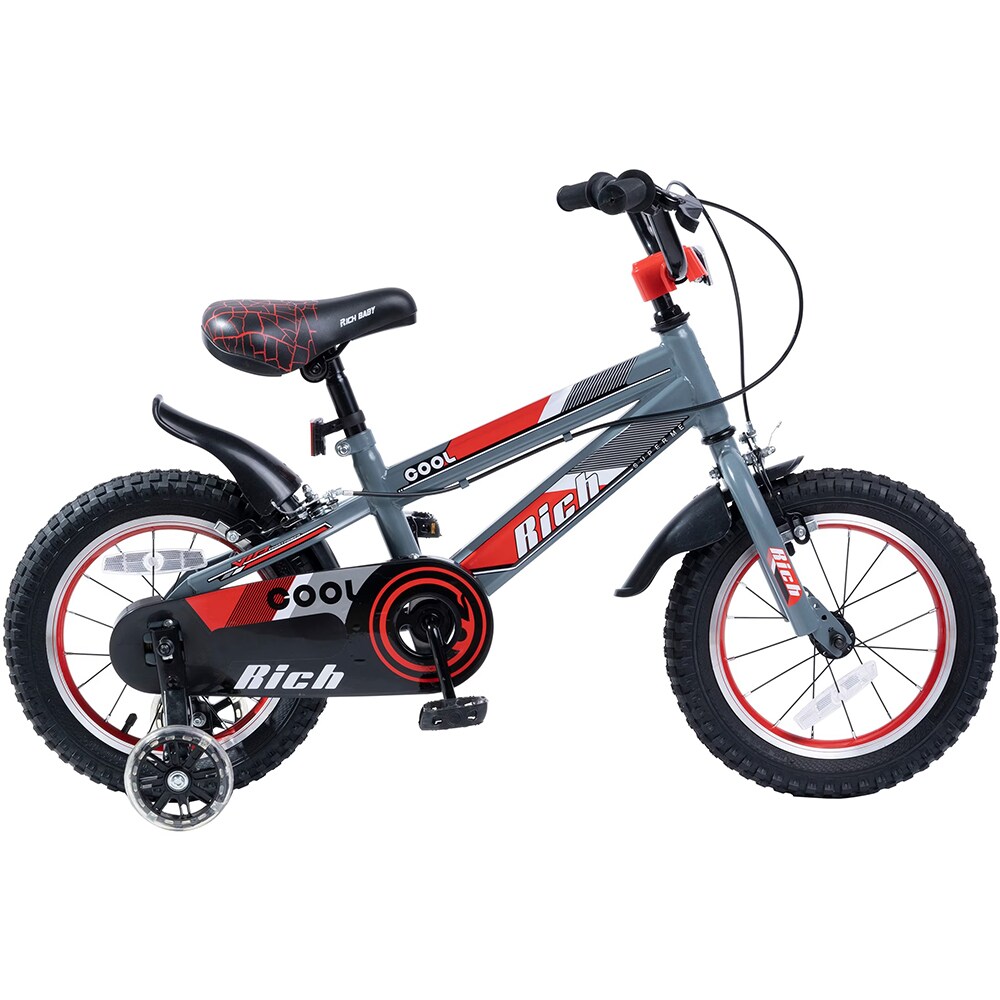 Bicicleta copii RICH Baby R16WTB, roata 16", frana C-Brake, gri-rosu