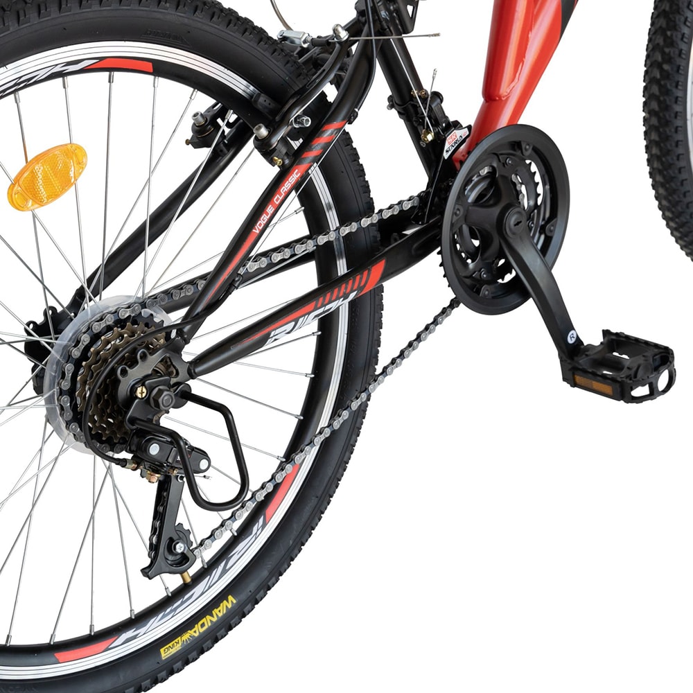 Bicicleta copii MTB RICH R2449A, roata 24", 18 viteze, frana V-Brake, rosu-negru