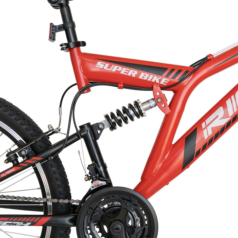 Bicicleta copii MTB RICH R2449A, roata 24", 18 viteze, frana V-Brake, rosu-negru