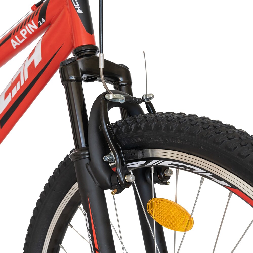 Bicicleta copii MTB RICH R2449A, roata 24", 18 viteze, frana V-Brake, rosu-negru