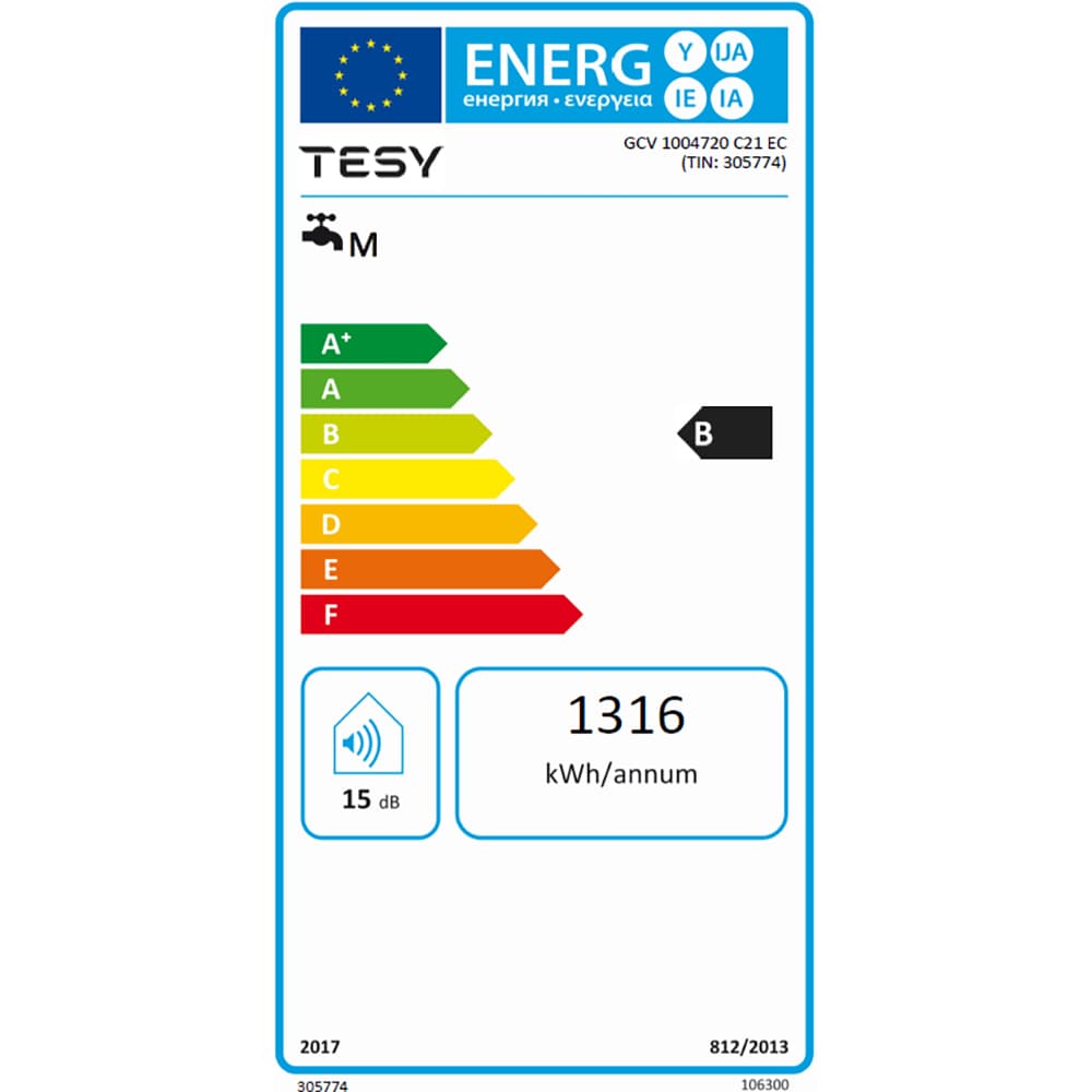 Boiler electric TESY Modeco, 100l, 2000W, alb