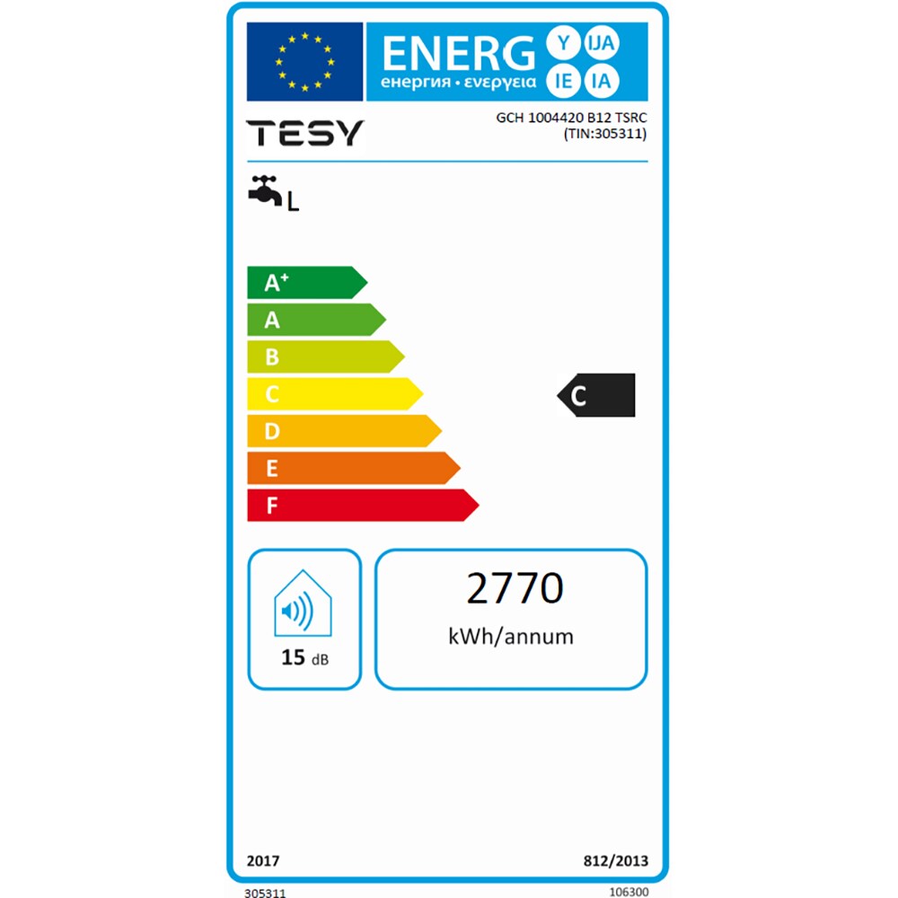 Boiler electric TESY BiLight Orizontale GCH 1004420 B12 TSRC, 100l, 2000W, alb