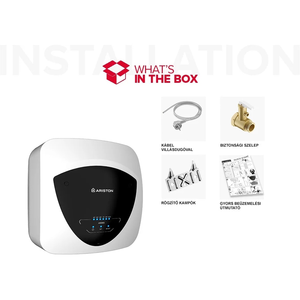 Boiler electric ARISTON Andris Elite 10, 10l, 1200W, Wi-Fi, alb