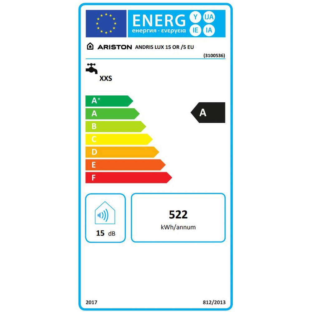 Boiler electric ARISTON Andris Lux 15 EU, 15l, 1200W, alb