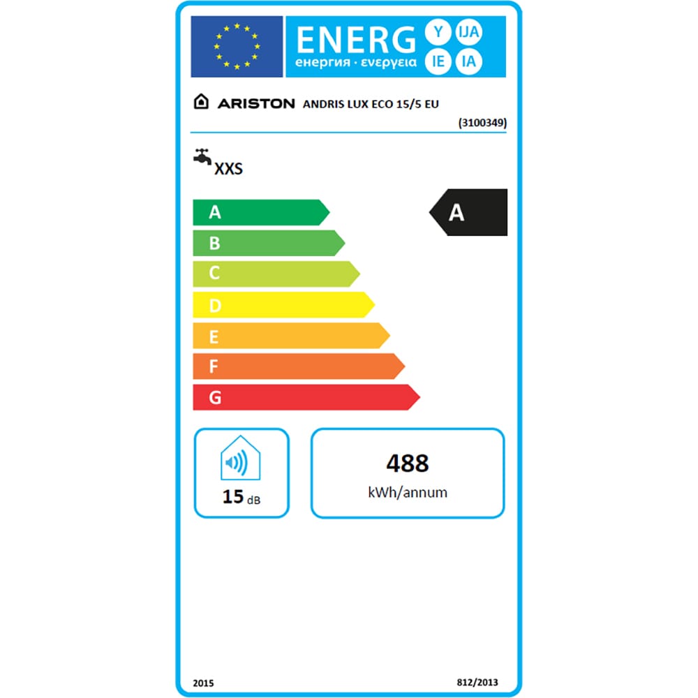 Boiler electric ARISTON Andris Lux Eco 15 EU, 15l, 1200W, alb