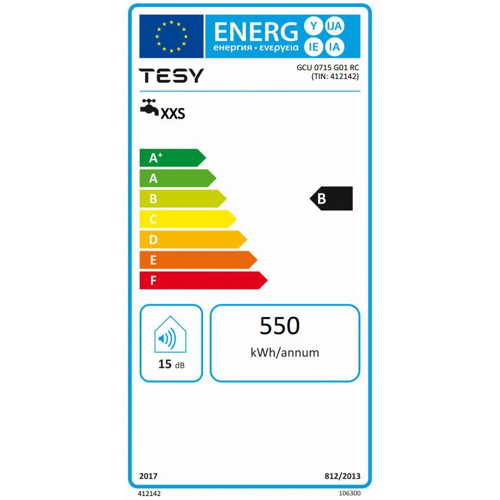 Boiler electric TESY GCA 0715 G01 RC, 7l, 1500W, alb