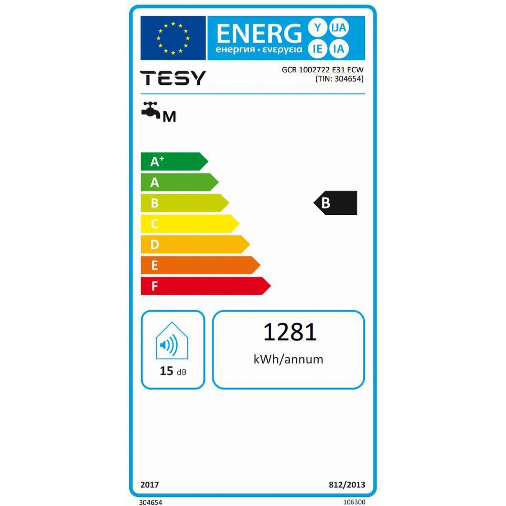 Boiler electric TESY BelliSlimo Cloud GCR 1002722 E31 ECW, Wi-Fi, 100l, 2200W, alb