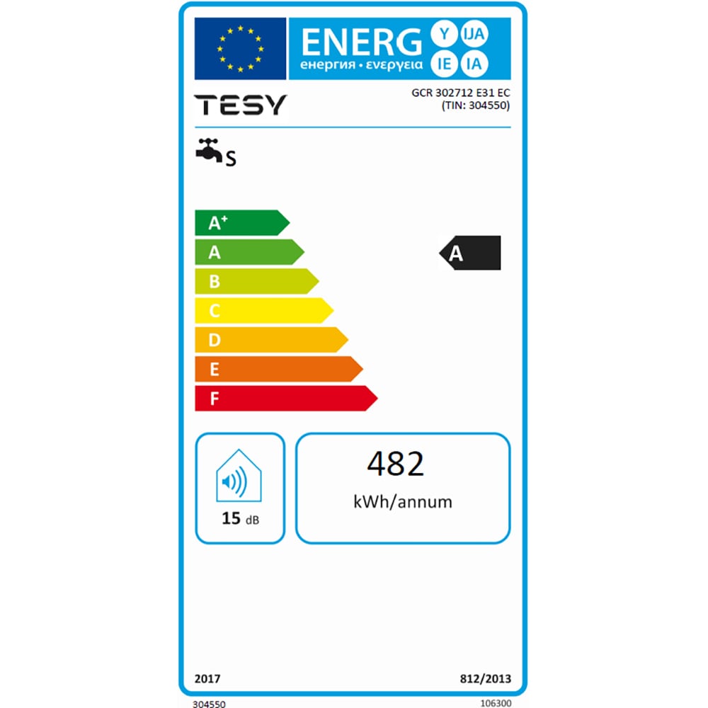 Boiler electric TESY BelliSlimo GCR 302712 E31 EC, 30l, 1200W, alb