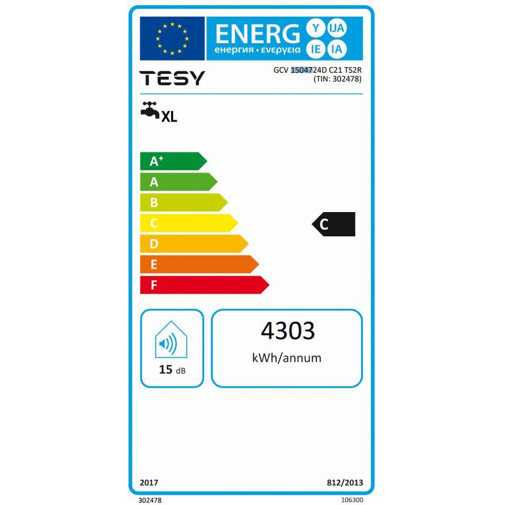 Boiler electric TESY Modeco Ceramic GCV 1504724D C21 TS2R, Wi-Fi, 150l, 2400W, alb