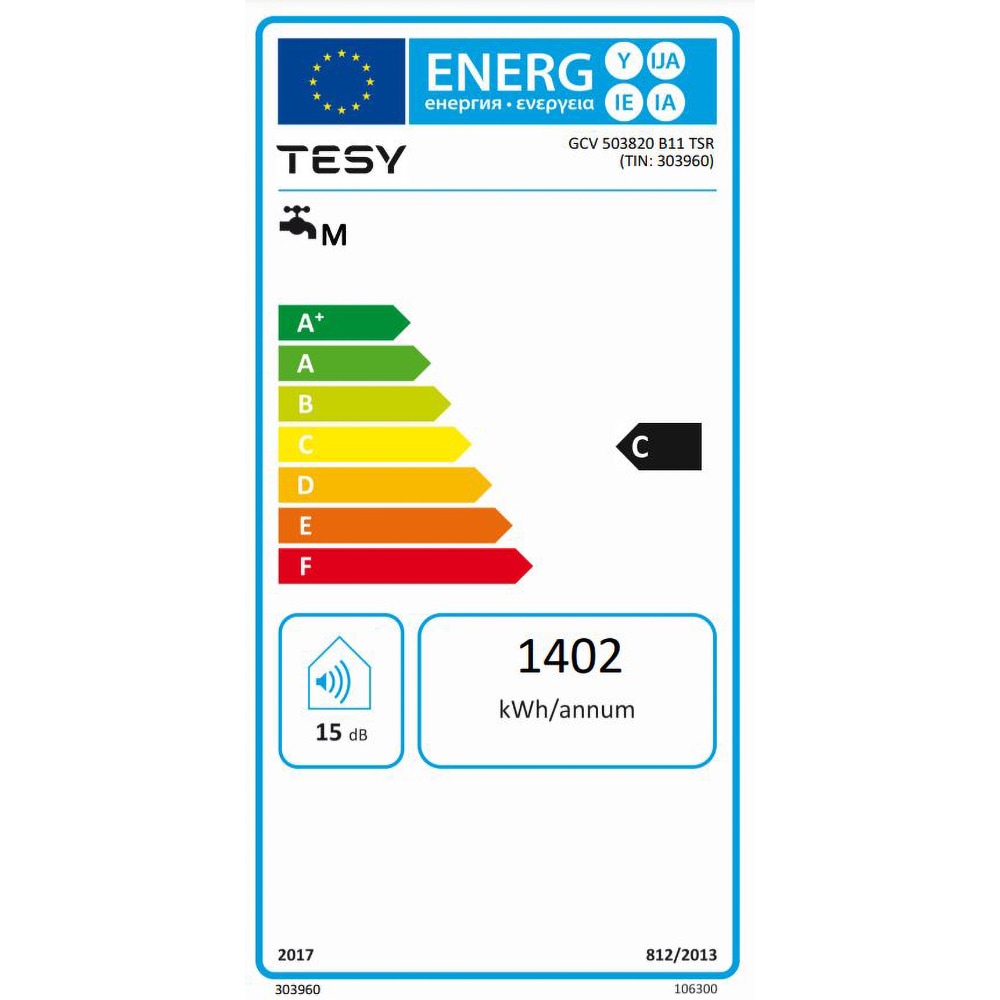 Boiler electric vertical TESY Slim GCV 503820 B11 TSR, 50 l, 2000W, alb