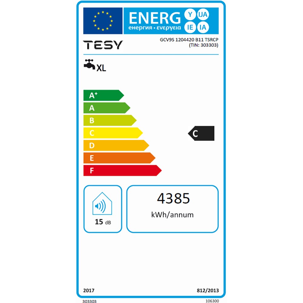 Boiler termo-electric vertical TESY BiLight cu 1 serpentina GCV9S 1204420 B11 TSRCP, 120l, 2000W, alb