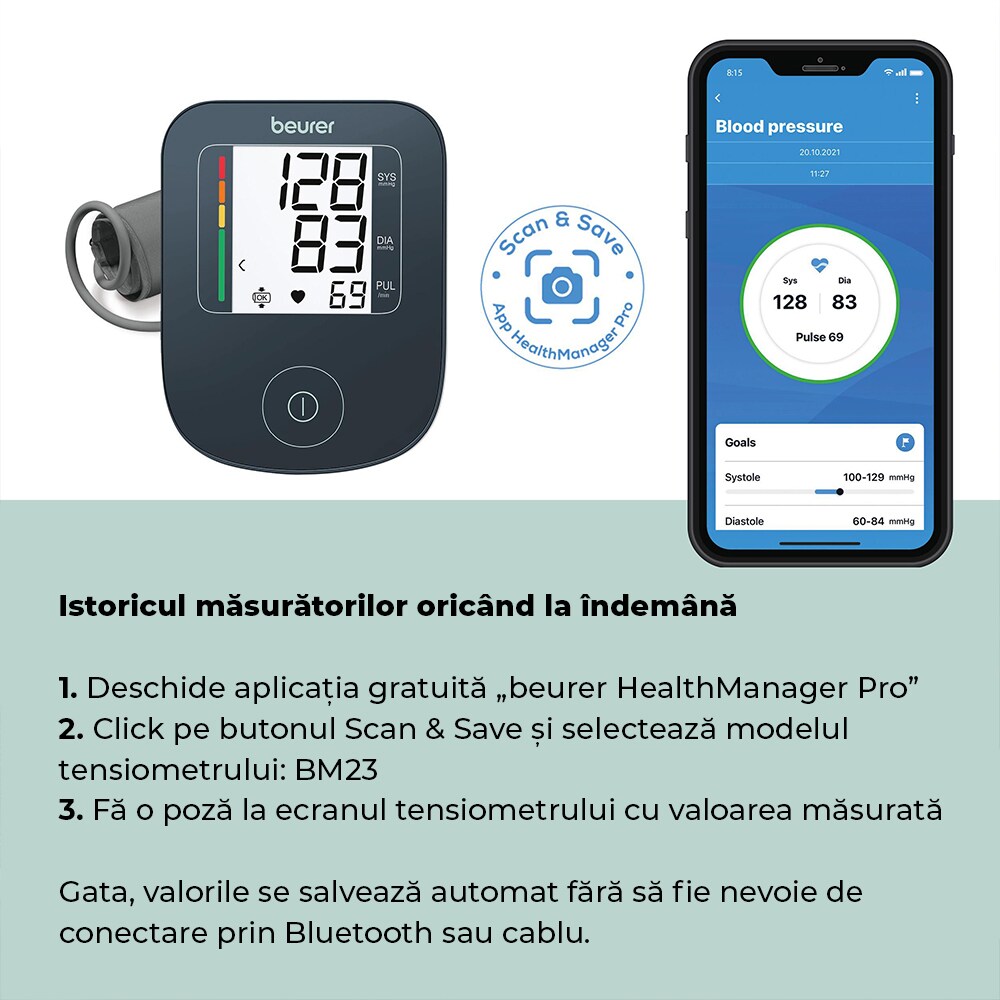 Tensiometru digital de brat BEURER BM23 LE, negru