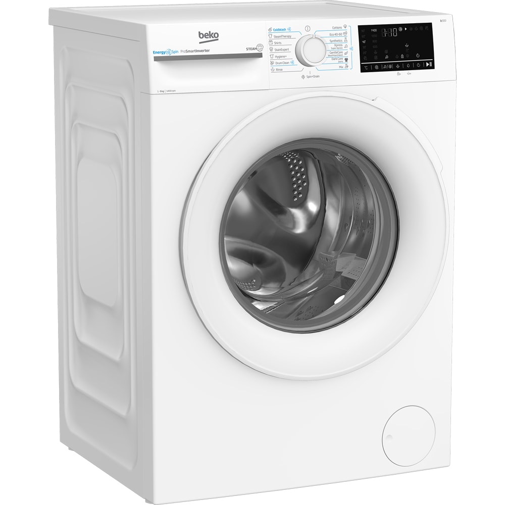 Masina de spalat rufe frontala BEKO BM3WFU49413WW, EnergySpin, SteamCure, 9 kg, 1400rpm, Clasa A, alb