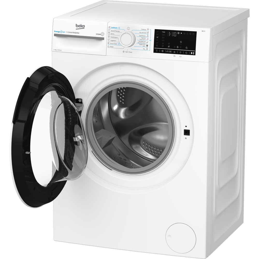 Masina de spalat rufe frontala BEKO BM3WFU49413WW, EnergySpin, SteamCure, 9 kg, 1400rpm, Clasa A, alb