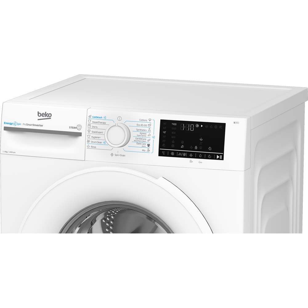 Masina de spalat rufe frontala BEKO BM3WFU49413WW, EnergySpin, SteamCure, 9 kg, 1400rpm, Clasa A, alb