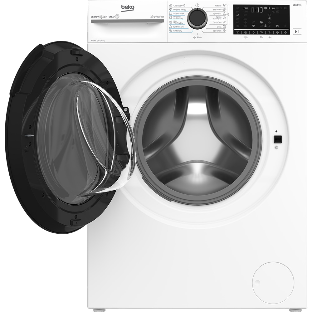 Masina de spalat rufe frontala cu uscator BEKO BM5DFST612442W, SteamCure, 12/8 kg, 1400rpm, Clasa A/D, alb