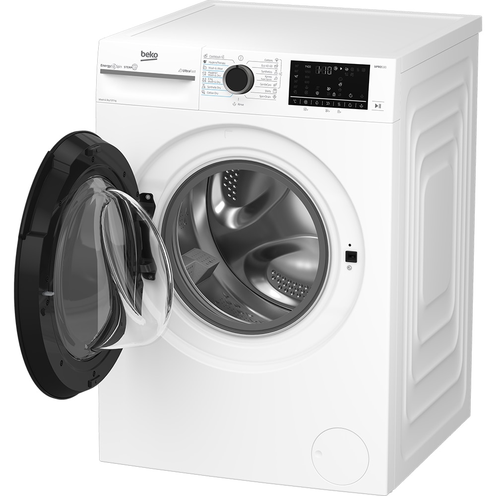 Masina de spalat rufe frontala cu uscator BEKO BM5DFST612442W, SteamCure, 12/8 kg, 1400rpm, Clasa A/D, alb