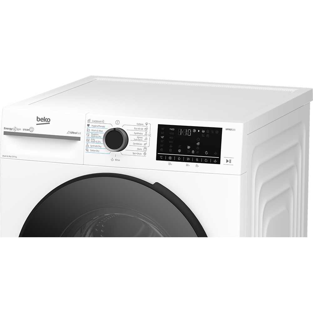Masina de spalat rufe frontala cu uscator BEKO BM5DFST612442W, SteamCure, 12/8 kg, 1400rpm, Clasa A/D, alb