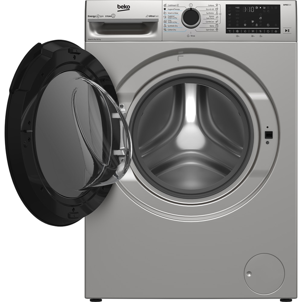 Masina de spalat rufe frontala cu uscator BEKO BM5DFT49442GB, SteamCure, 9/6 kg, 1400rpm, Clasa A/D, gri