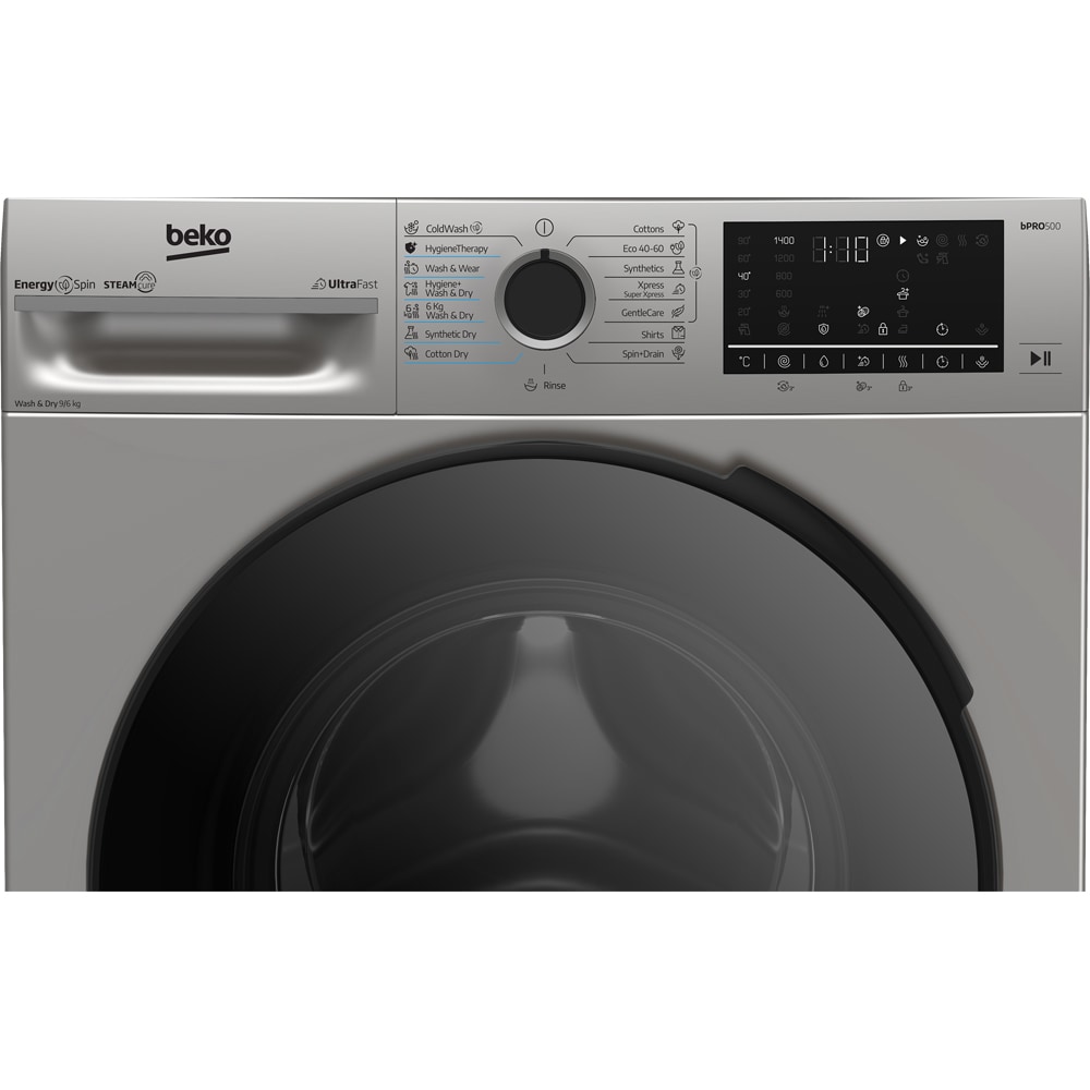 Masina de spalat rufe frontala cu uscator BEKO BM5DFT49442GB, SteamCure, 9/6 kg, 1400rpm, Clasa A/D, gri
