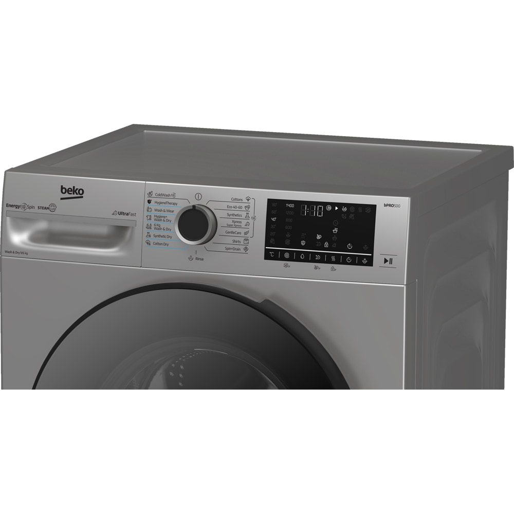 Masina de spalat rufe frontala cu uscator BEKO BM5DFT49442GB, SteamCure, 9/6 kg, 1400rpm, Clasa A/D, gri