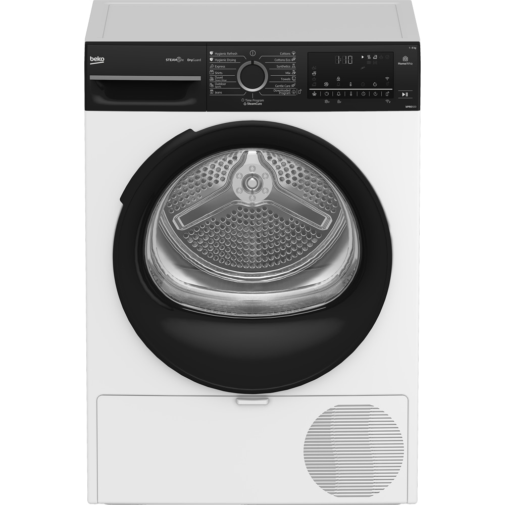 Uscator de rufe BEKO BM5T48239WBB EE, HomeWhiz, Pompa de caldura, 8 kg, 15 programe, Clasa C, alb