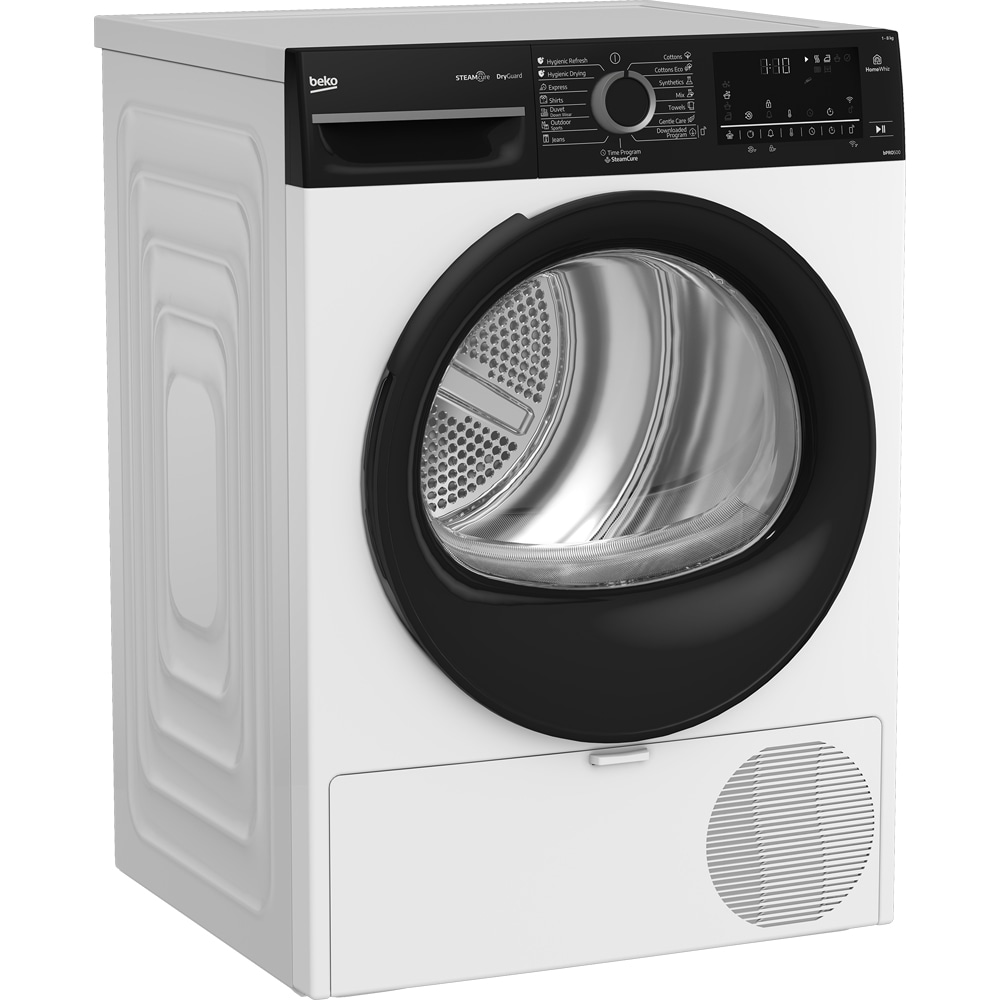 Uscator de rufe BEKO BM5T48239WBB EE, HomeWhiz, Pompa de caldura, 8 kg, 15 programe, Clasa C, alb