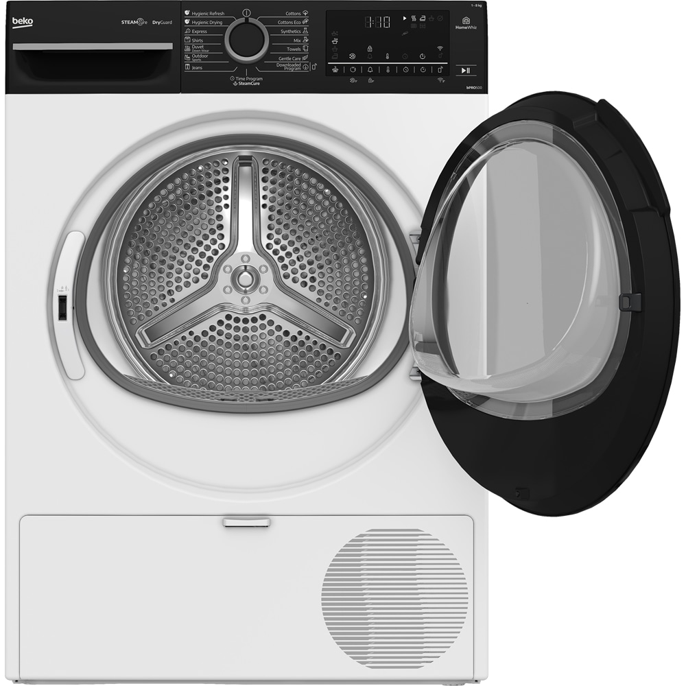 Uscator de rufe BEKO BM5T48239WBB EE, HomeWhiz, Pompa de caldura, 8 kg, 15 programe, Clasa C, alb