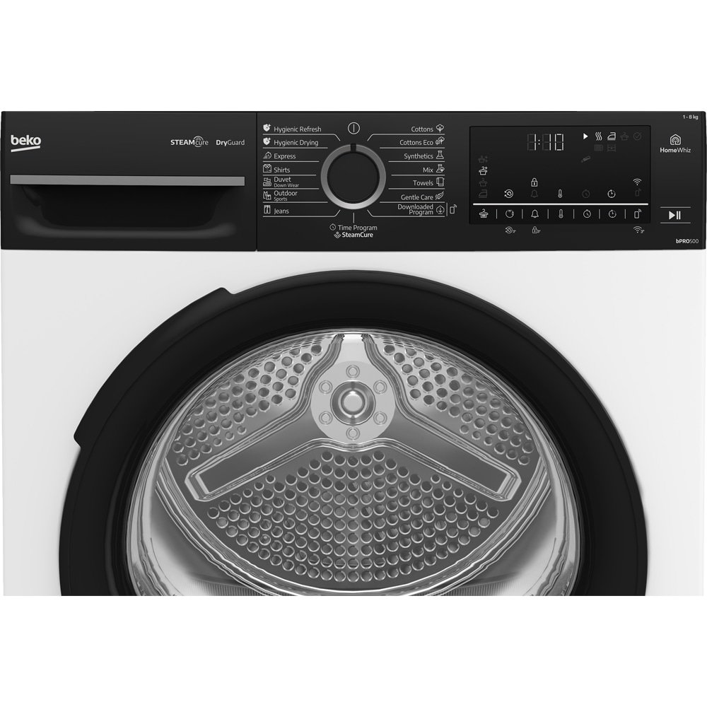 Uscator de rufe BEKO BM5T48239WBB EE, HomeWhiz, Pompa de caldura, 8 kg, 15 programe, Clasa C, alb