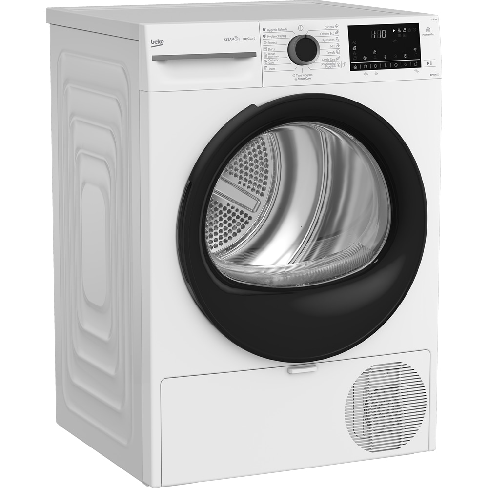 Uscator de rufe BEKO BM5T692C9WWB, HomeWhiz, Pompa de caldura, 9 kg, 15 programe, Clasa C, alb