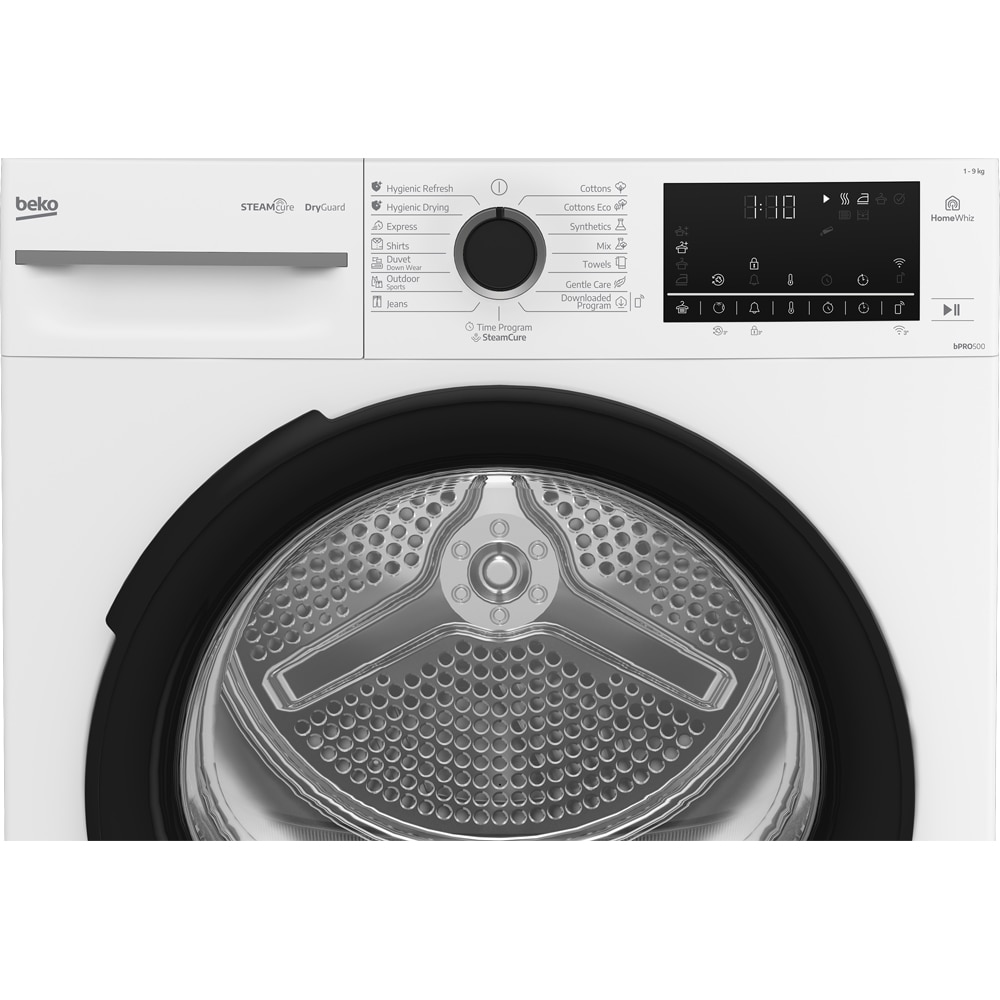 Uscator de rufe BEKO BM5T692C9WWB, HomeWhiz, Pompa de caldura, 9 kg, 15 programe, Clasa C, alb