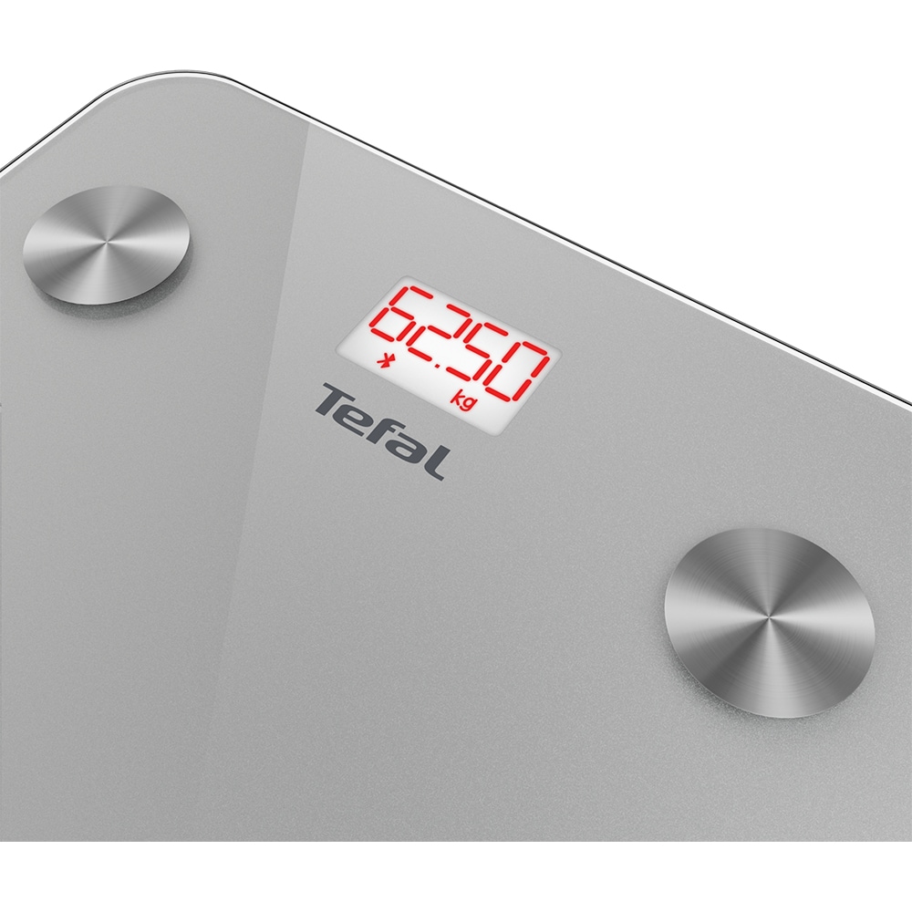 Cantar corporal TEFAL GoodVibes Life BM9600S1, 180kg, Bluetooth, sticla, argintiu