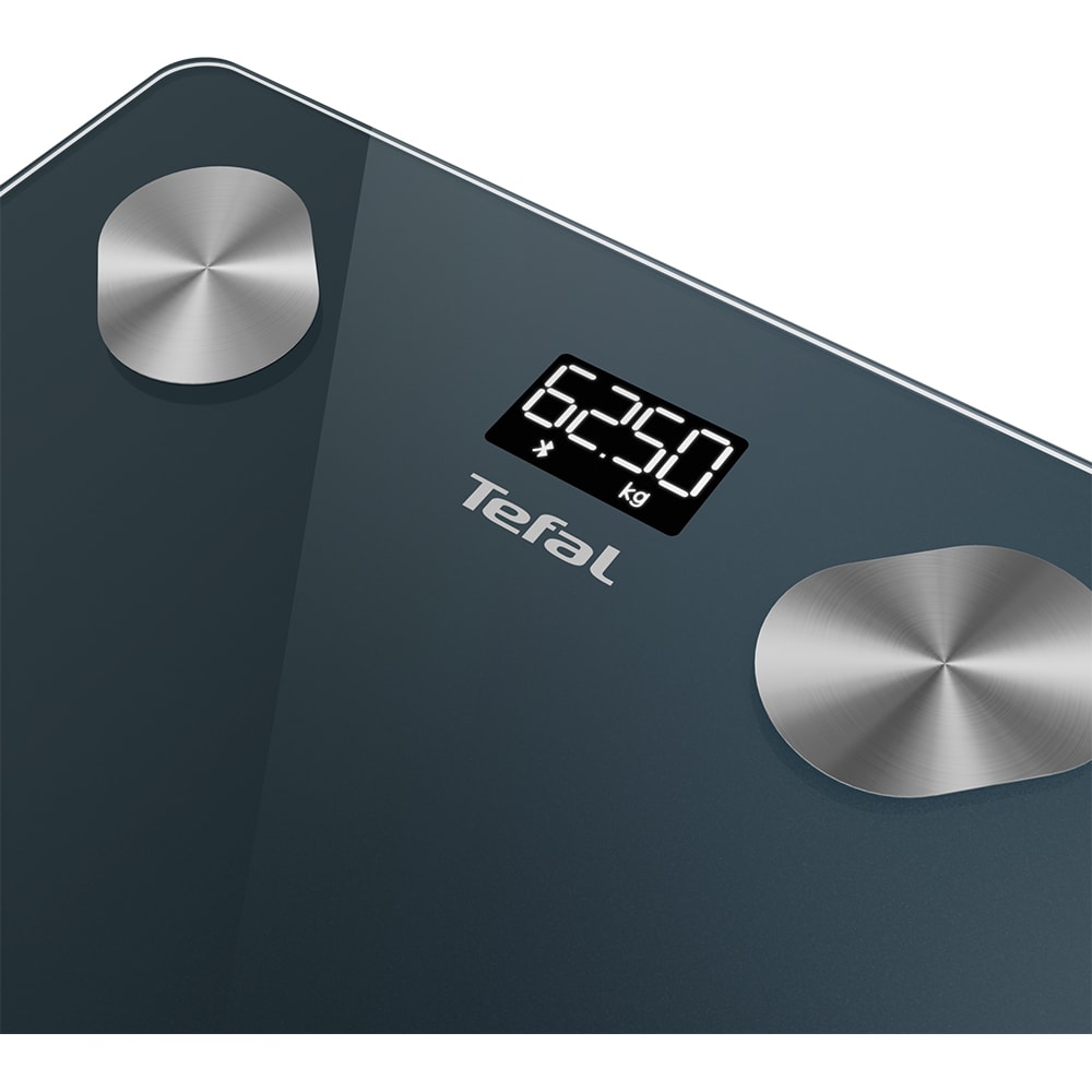 Cantar corporal TEFAL GoodVibes Life, 180kg, Bluetooth, sticla, albastru
