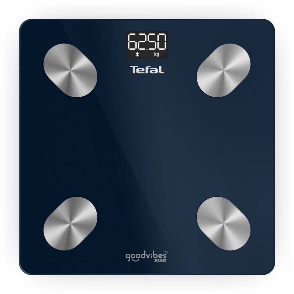 Cantar corporal TEFAL Goodvibes Life+, 180Kg, sticla, albastru