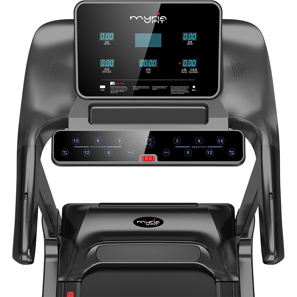 Banda de alergat MYRIA Fit MY7293, viteza maxima 18km/h, greutate suportata 150kg, negru