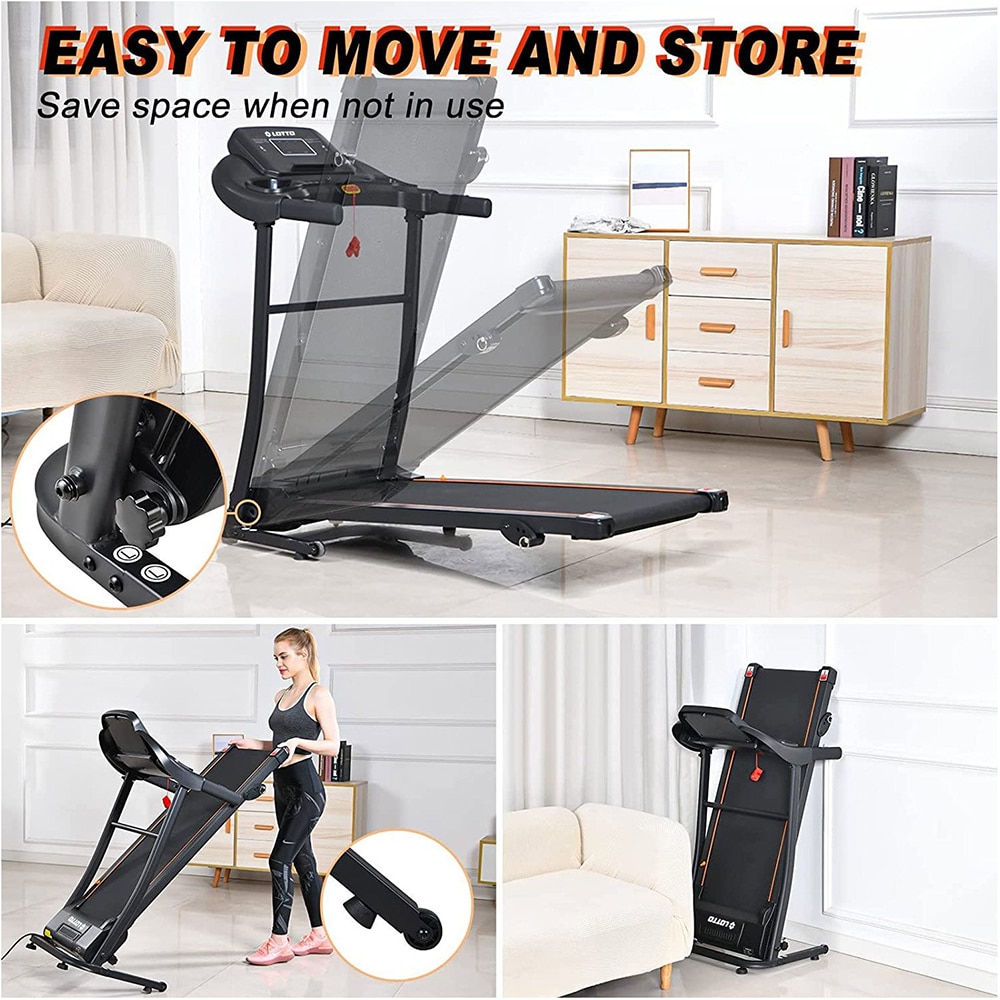 Banda de alergat LOTTO Optima, viteza maxima 10km/h, greutate suportata 100kg, negru
