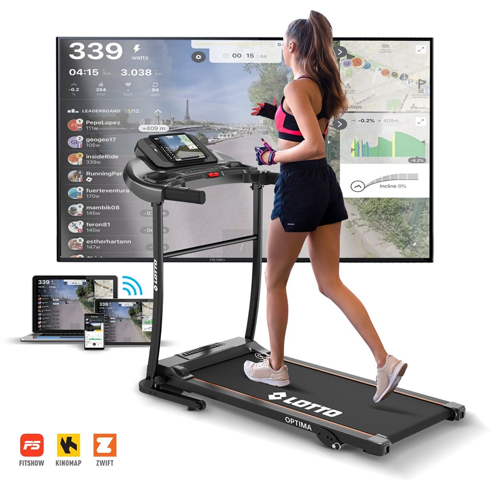 Banda de alergat LOTTO Optima, viteza maxima 10km/h, greutate suportata 100kg, negru