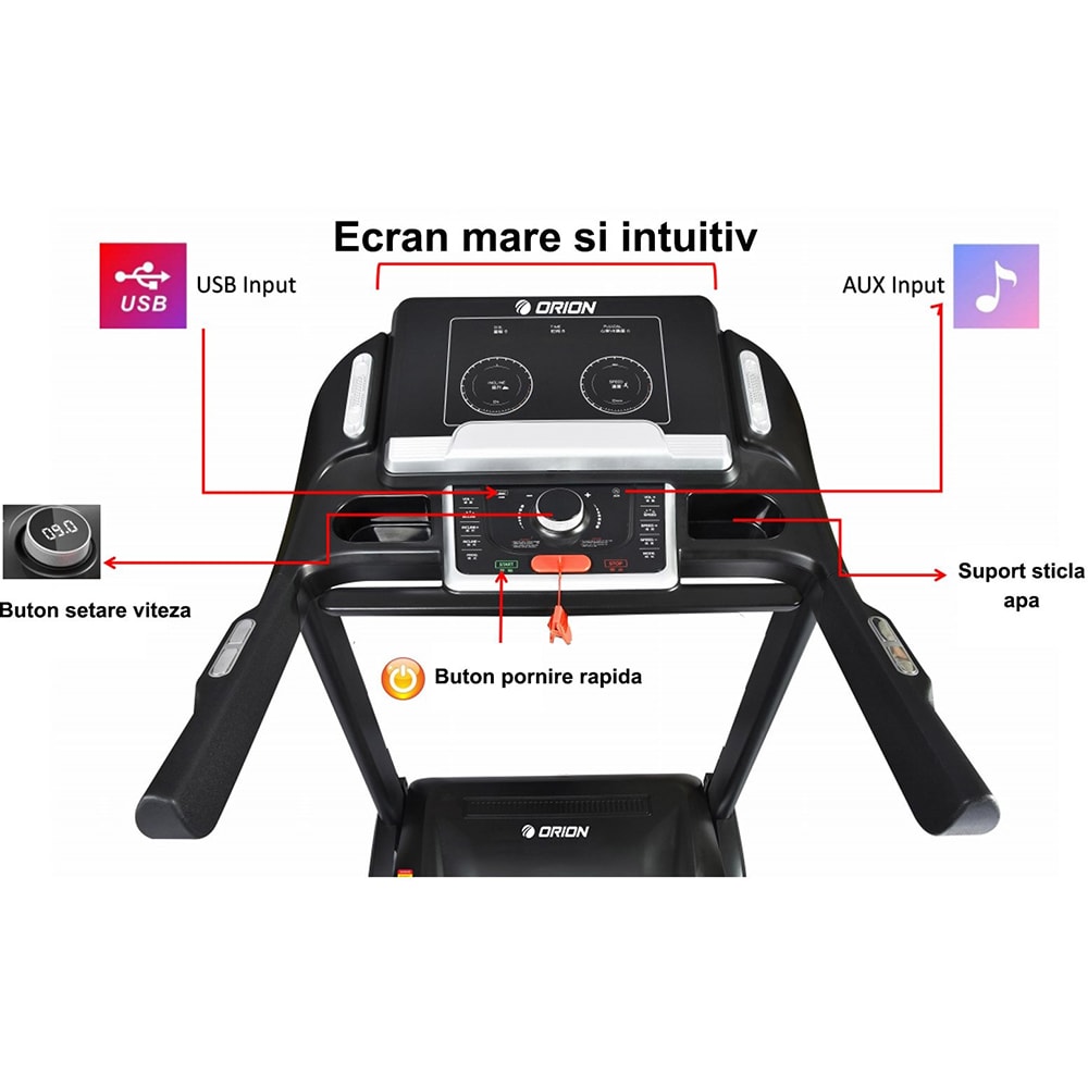 Banda de alergat ORION RACE Y1000, Viteza maxima 20km/h, Greutate suportata 150 kg